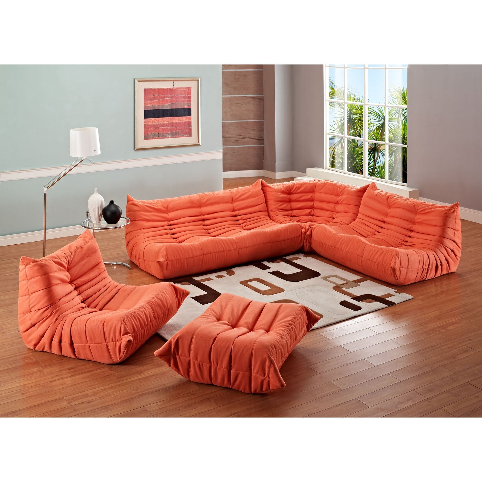 Modway Waverunner Memory Foam Sectional Sofa In Orange